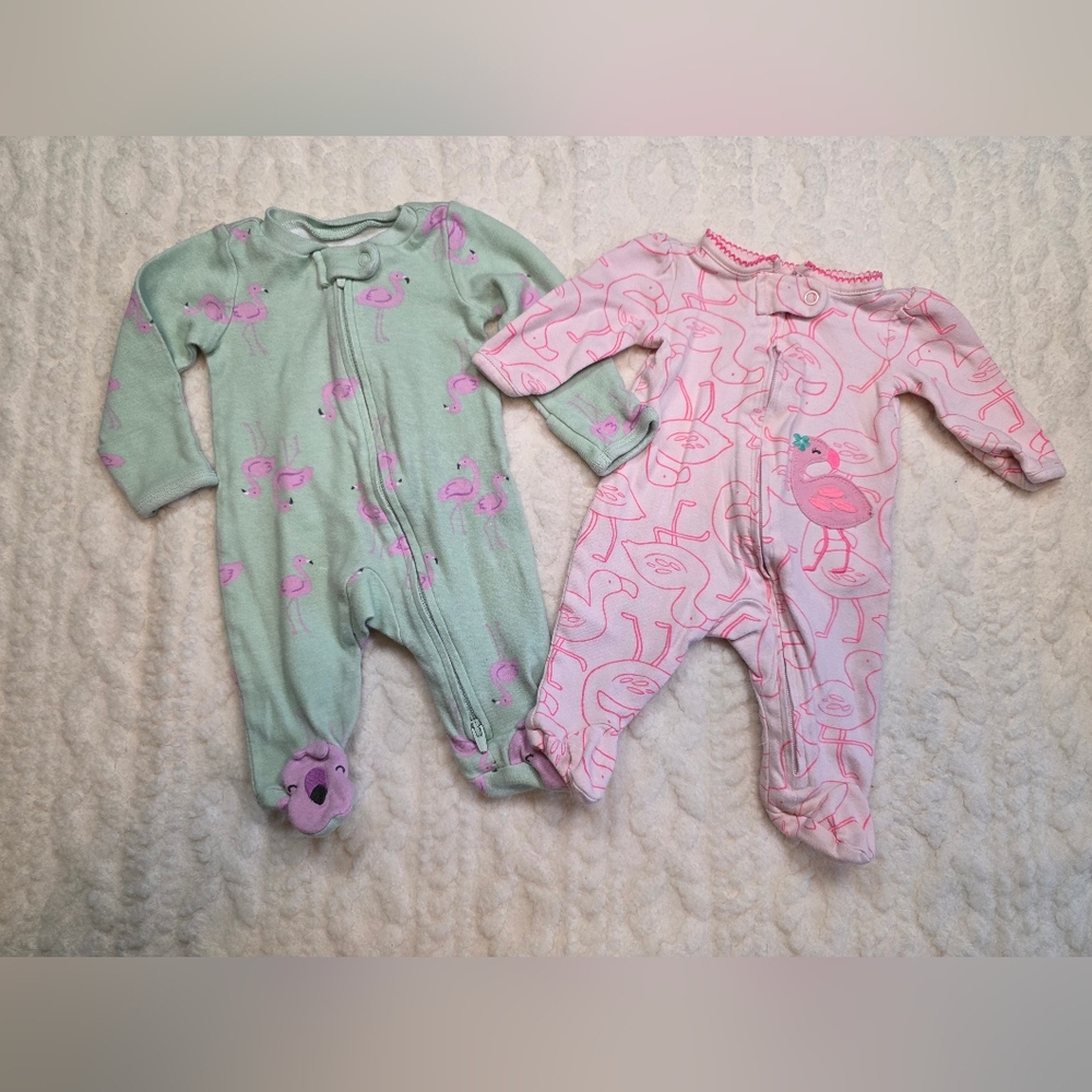 2-Piece Flamingo Newborn Sleeper Bundle – Carter’s Child of Mine – Pink & Mint